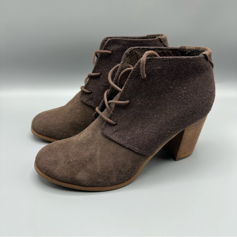 TOMS Lace-up Booties Shoes Ankle Boots Women’s Size 6.5 Chocolate Brown